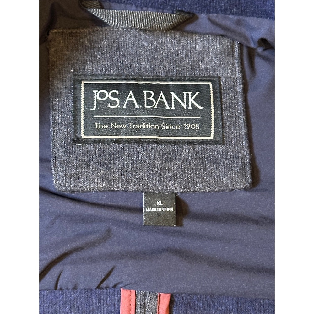 Jos. A. Bank Mens Wool Blend Car Coat XL Gray Navy Blue Mock Neck Layered Jacket - Picture 7 of 10